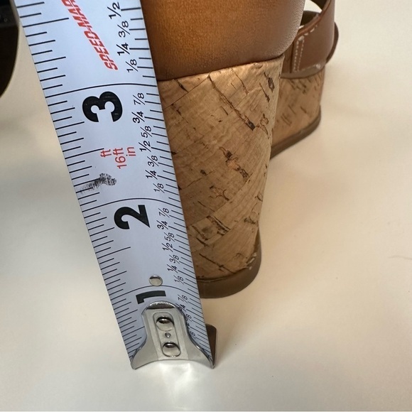 Franco Sarto Women's Wedge Sandals Falco Size 8.5 Cork Platfrom Gladiator Cognac - Picture 14 of 14